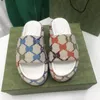 2022 Top Trends Recommended Women's Platform Sandals Flip-Flops Multicolor G Linen Rubber Sole Pattern Bright
