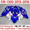 FATINAS DE OEM PARA YAMAHA FJR-1300 FJR 1300 A CC FJR1300A 2001-2016 ANOS MOTO BODY 38NO.1 FJR1300 13 14 15 16 FJR-300A 2013 2014 2015 2016 Kit de corpo corporal completo Silver Blue Silver