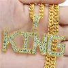 Forefront tendance hommes Hip Hop Punk Style roi lettre pendentif collier fête d'anniversaire cadeau Necklaces201D