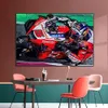 Abstraktes Aquarell Nr. 5 Motorradrennen Bild Poster Leinwand Gemälde Druck für modernes Zuhause Wohnzimmer Dekor ohne Rahmen