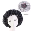 Silk Night Cap Hat Double side wear Women Head Cover Sleep Cap Satin Bonnet for Beautiful Hair - Wake Up Perfect Daily 10 colors