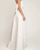 Mode-ontwerpers trouwjurk ivoor satijn jumpsuit met afneembare rok terug boog bruid receptie jurken sexy strapless backless bruids broek pakken