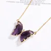 Pendant Necklaces Color Crystal Butterfly Gold Chain Cute Necklace Collars Fashion Jewelry For Girls Women GiftPendant
