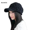 Berets bomhcs damski beret zima gruba ciepła, czysta ręcznie robiona kapelusz kapsberret delm22