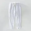 Men's Pants Jogging Men Summer Casual Harem Natural Cotton Linen Trousers White Elastic Waist Japanese Fashion Clothing