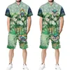 Men's Tracksuits Summer Men's Hawaiian Set Funny 3D Skull Impresso de manga curta Botão de lapela Camisa/shorts de praia/TRIMENTO CASUAL DE TRIONHA 2