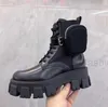 Mode martin designer stövlar kvinnor skor ankel boot ficka svart romersk boots nylon militär inspirerad strid med låda liten stor storlek eur