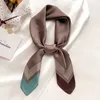 Luxury Brand Square Silk Scarf Women Plain Striped Line Shawls and Wraps Fashion Bag Scarfs Hair Tie Bandanas Hijab 70*70Cm 220516