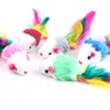 Pet Cat False Mouse Mini Funny Playing Toy For Cats With Colorful Feather Plush Mini Bite Resistant Molar Mice Toys Pets Training Supplies YF0034