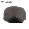 Wuaumx Unisex Berets Hats For Men Women Solid Color Fishbone Caps Newspaper Boys Cap Cabbie Ivy Flat Hat Adjustable Drop Shipping J220722