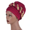 Ethnic Clothing 2022Muslim Turban Bonnet Wrap Head Scarf Hijab Hat Woman Inner Caps Two-color Sequined Headscarf Fashion Prom Headband HatEt