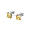 Stud Earrings Jewelry Ailin 925 Sterling Sier Personalized Square Birthstones Fashion For Women Drop Delivery 2021 Se4D5