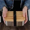 Lunch Boxes Bags Kitchen Storage Organization Kitchen, Dining Bar Home Garden 800ML Food Container Box With Bamboo Lid Stainless Steel Ben by sea 96pcs DAW459