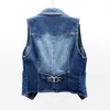 Gilet da donna Gilet di jeans monopetto Giacca da donna Autunno senza maniche Jeans Gilet da donna Cappotto di jeans Giacche corte da donna