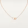Ny klassisk design dubbel loop charms hänge kärlek halsband för kvinnor tjejer 316l Titanium stål bröllop smycken collares collier