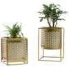 Nordic light luxury gold hollowed flower pot creative fashion balcony plant stand simple atmosphere indoor decorative shelf Q231018