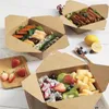 Opakowanie na prezenty 50pcs Wyjmij pokarm kraft pudełka 800 ml wycieki i odporne na tłuszcz pojemniki recyklingowe pudełko na lunch na imprezę restauracyjną Cateringgift