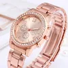 1pcs Classic Rhinestone Watch Womens Geneva Watches Women Ladies Fashion Gold Clock