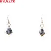 Small Dangle Earrings Natural Stone Bead Amethyst Crystal Unakite Trend Eardrop for Female Gift Rhombus Jewelry BE916