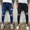 Hommes Jeans Skinny Ripped Stretch Slim Élastique Denim Pantalon Noir Bleu Mâle Printemps Été Automne Hip Hop Zipper Jeans G0104