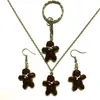 Boucles d'oreilles collier résine Kawaii Cookie Biscuit pain d'épice ensemble de bijoux bijoux fantaisie de noël porte-clés femmes mode boucles d'oreilles