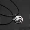 Pendentif Colliers Pendentifs Bijoux Nouveau Noir Blanc Couple Corde Chaîne Pour Femmes Hommes Splice Gossip Tai Chi Yin Yang Noël Valentine Cadeau