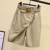 Été Vintage Femmes Pantalons Jupe Shorts Wideleg Mode Coréenne Casual Pantalon Droit Cinq Points Taille Haute Demi-longueur 220701