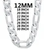 Chains Solid 925 Sterling Silver Necklace For Men Classic 12MM Cuban Chain 18-30 Inches Charm High Quality Fine Jewelry WeddingChains