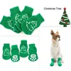 Hundkläder Jul Pet Socks Winter Non-Slip Puppy Cotton Doge Warm Protector för inomhusslitage med 4Dog Appareldog