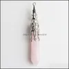 Charms Natural Crystal Hexagon Prism Form Chakra Stone Rose Quartz Pendants For Jewelry Accessories DIY Making DH DHSeller2010 DHNAD