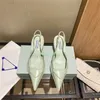 Buty wizytowe z pudełkiem Szczotkowana skóra Slingback Czółenka na wysokim obcasie pudrowy róż Aqua White czarne sandały ślubne luksusowe letnie designerskie pantofelki damskie sandały