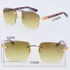 도매 판매 보라색 판자 Aztec Arms Rimless Sunglasses 8300816 큰 사각 선글라스 클래식 조종사 금속 프레임 간단한 레저 안경 18K 골드 UV400 렌즈