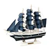 Dekorativa föremål Figurer som säljer trä Segling Creative Ship Mediterranean Style Hem Desktop Prydnad Handgjorda snidade nautiska båtar