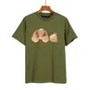 Trendy Angel Decapitated Teddy Bear Print T-shirt Loose Mens and Womens Wear Letter Short Sleeve A2 6D94