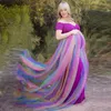 Zwangerschapsjurken vrouwen hoge taille sling zwangere regenboog maasjurk strand zomerkleding net garen streetwear vestidos239m251w