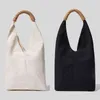 Canvas Bucket Simple Shoulder Bag for Women Woven Handle Korean Casual Female Purses and Handbags Weekend Work Study Ladies Tote 220509