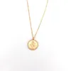Pendant Necklaces Rose Flower Necklace Gold Color Alloy Round For Women Simple Long Chain Coin Collier Wholesale GiftsPendant