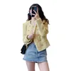 Zawfl Autumn Elegant Vintage Shirtage Cardigan Coat Women Crop Top Top Korean Tweed Jacket Outerwear Chaquetas de Mujer 220815