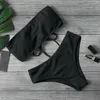 Cintura alta sem alças sexy bikini banho feminino maiô acolchoado monokin cor pura 220621