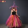 Occasioni speciali Rainbow Wicked Witch Girls Tutu Dress Kids Evil Costume di Halloween Bambini Carnevale Cosplay Party Fancy Pageant Ball Gown Outfit 220826