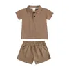 Summer Boys Casual Clothing przedstawia stroje dla dzieci ubrania dla dzieci z krótkim rękawem Town Polo Shirt i krótkie spodnie bawełniany garnitur sportowy
