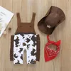 Kledingsets Toddler Baby Boy Girl-kleding Camouflage Gedrukte cowboykostuumoutfit Romper Hat sjaalfeest 0-24mclothing