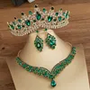 Gorgeous Crystal AB Bridal Jewelry Sets Fashion Headpieces Earrings Necklaces Set for Women Wedding Dress Crown Tiara