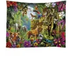 Jungle tropicale Animal Cartoon Tapisserie Tenture murale Grand Tigre Lion Éléphant Animal Tapisserie Murale pour Dortoir À La Maison Chambre D'enfant Décor J220804