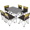 Camp Furniture 4-6 Person Camping Folding Table and Chair Set Outdoor Beach Barbecue Self-driving Picnic 7 Piece Setcamp