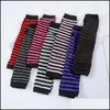 Five Fingers Gloves Mittens Hats Scarves Fashion Accessories Unisex Long Fingerless Arm Er Striped Cotton Wrist Sleeves Warmer Sleeve Kni