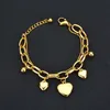 18K Gold Plated Double Layered Heart Charm Bracelet Stainless Steel Jewelry for Women Gift