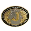 Boucle de ceinture avec lettre J dorée, boucles de Cowboy en métal occidental pour hommes et femmes, adaptées aux ceintures en jean de 4cm de large, Head5455739