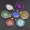 Pendant Necklaces Fashion Picks Natural Agate Geode Polished Irregular Pendants Crystal Slice Gild Healing Reiki Stone Mineral Decor 4Pcs Mi