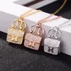 H Letter Bag Påsa Pendants Full Diamonds S925 Sterling Silver Women039S Necklace Fashion 18K Gold Plated Handbag Ladies Luxurious NE3581267